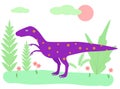 Funny dinosaur in flat style. Vector illustration Royalty Free Stock Photo