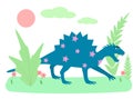 Funny dinosaur in flat style. Vector illustration Royalty Free Stock Photo