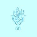 Abstract vector digital technology tree logo. Electronic tree icon