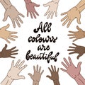 Anti racist quote `All colours are beautiful`