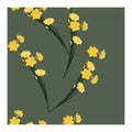 Seamless pattern with daffodil yellow flowers on a gray-green background.