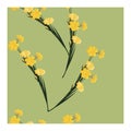 Seamless pattern with daffodil yellow flowers on a light green background.