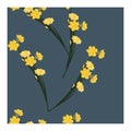 Seamless pattern with daffodil yellow flowers on a blue, sea background.