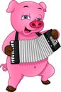 Cute pig playing an accordion