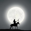 A Warrior Under The Moonlight Royalty Free Stock Photo