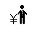 Businessman with Japanese currency Yen sign and symbol Royalty Free Stock Photo