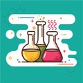 Chemistry Lab. glass equipments, test tube, flask, beaker etc, colorful illustration Royalty Free Stock Photo