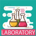 Chemistry Lab. glass equipments, test tube, flask, beaker etc, colorful illustration Royalty Free Stock Photo