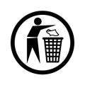 Keep your city clean, sign and symbol, black and white illustration