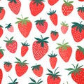 Strawberry seamless pattern with hand drawn decorative elements