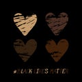 Black lives matter text with grunge style love shape Royalty Free Stock Photo