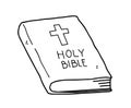 Holy Bible Book, black and white illustration Royalty Free Stock Photo