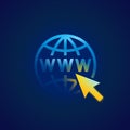 Globe with cursor and www inside Royalty Free Stock Photo