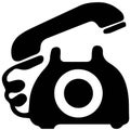 Old-school retro style TELEPHONE ICON, illustration Royalty Free Stock Photo