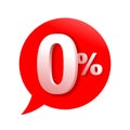 Zero percent 3D badge in bubble form Royalty Free Stock Photo