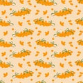 Sea-buckthorn. Seamless vector pattern for design