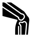 Knee joint bones fracture icon, sign and symbol