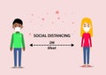 Social distancing, keep distance in public society people to protect from COVID-19 coronavirus outbreak spreading concept, busines