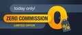 Zero commission special offer banner