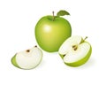 Green Apple: Whole, half and slice
