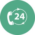 24 hrs phone call icon, sign and symbol illustration Royalty Free Stock Photo