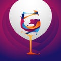 Abstract surreal wine glassbackground template