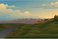 Sunset field landscape background template