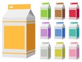 Colorful milk box packages.