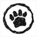 Black paw grunge sign. Royalty Free Stock Photo