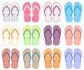 Vector illustration of colorful flip flops collection. Royalty Free Stock Photo