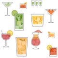 Cocktail glasses icons seamless pattern. Royalty Free Stock Photo