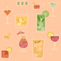 Fresh Cocktail seamless pattern background.