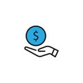 Money in hand icon vector. Simple money in hand sign in modern design style for website and mobile app. Royalty Free Stock Photo