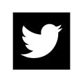 Squared Black & White Twitter logo icon Royalty Free Stock Photo