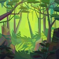 Low poly dense jungle with rocks