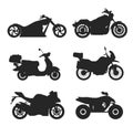 Motorcycle Icon Vector Logo Template. Vector black motorcycles icon set