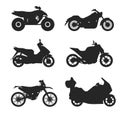 Motorcycle Icon Vector Logo Template. Vector black motorcycles icon set