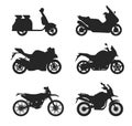 Motorcycle Icon Vector Logo Template. Vector black motorcycles icon set