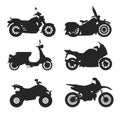 Motorcycle Icon Vector Logo Template. Vector black motorcycles icon set