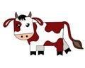 Bull - symbol 2021 - full color, stylized children`s vector illustration. The calf is a cute picture. Brown Spotted Cow - Farm Ani