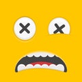 Panic emoticon. Grimacing emoticon showing bared teeth