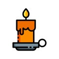 Simple candle icon. vector in filled line style