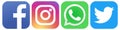 Set of popular social media logos icons Instagram Facebook Twitter WhatsApp. Royalty Free Stock Photo