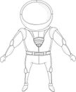 Spaceman character. Astronaut vector illustartion in black and white.