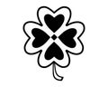 Four-leafed - vector black and white symbol for logo or pictogram. Four leaf clover - a silhouette for corporate identity, a symbo