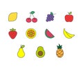 Set of fruit icons vector illustration for web site and mobile app Royalty Free Stock Photo