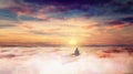 Boat to Heaven, above clouds, soul journey to the light, heavenly sky, path to God Royalty Free Stock Photo