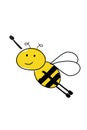 Cartoon cute bee flying up with arm raised. Bee brave Royalty Free Stock Photo