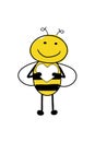 Cartoon cute and kind bee smiling and holding heart in its hands