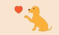 Dog love Cute little dog sitting, raising hands and heart Royalty Free Stock Photo